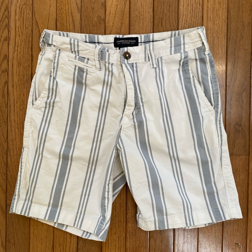 American Eagle Outfitters Men's 28 Striped White Shorts
